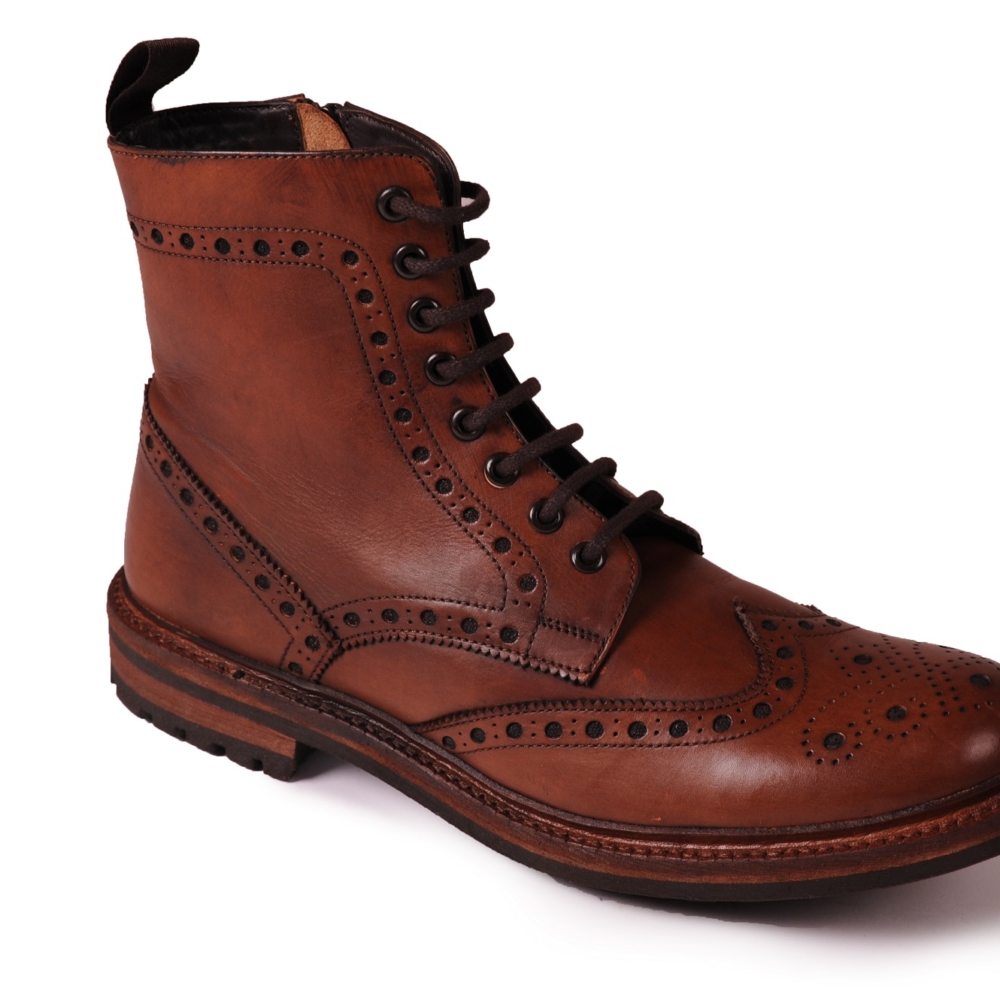 Catesby Mens Leather Brogue Country Boots | Country Goodes
